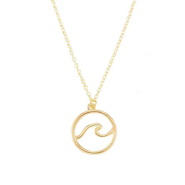 Halsband med Runt Geometriskt hänge Guld Färg