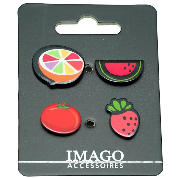 4 st Pins / Brosch / Knapp - Melon, Tomat, Apelsin & Jordgubbe multifärg