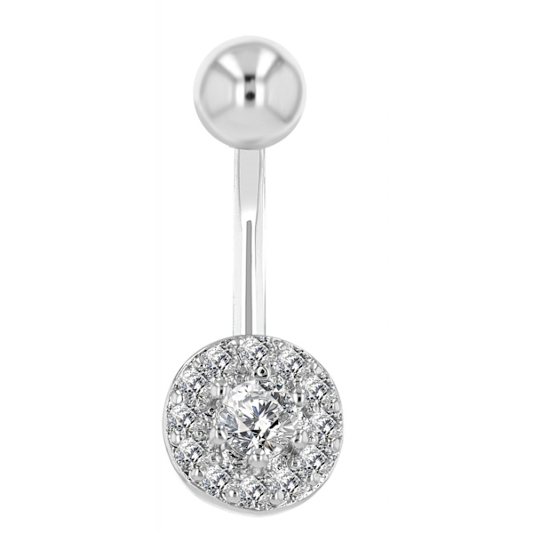Navelpiercing Piercing i Stål i Silver Färg - Vita Kristaller Silver