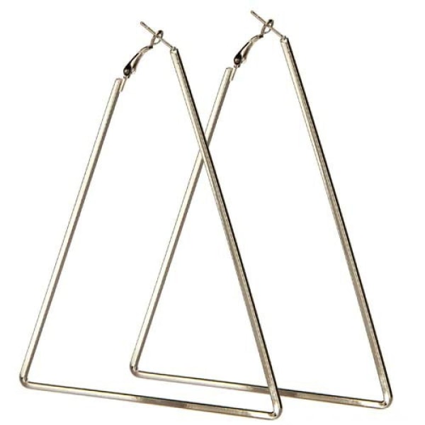 Stora Hoop Örhängen i form av Trianglar / Trekanter - Silver Silver