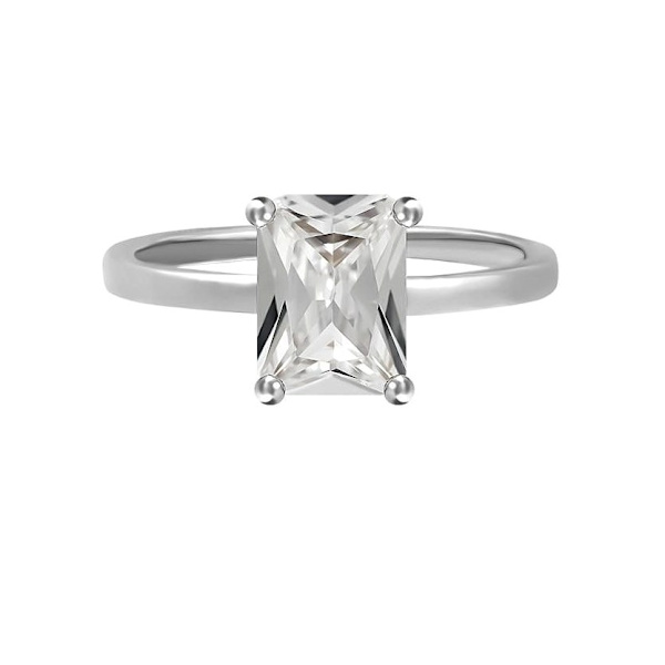 Klassisk Silver Ring med Vit CZ Kristall - Guldpläterad - Stl 17 Silver