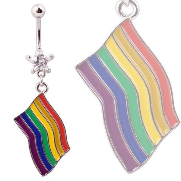 Navelpiercing regnbåge flagga Pride Kirurgiskt stål Silver färg