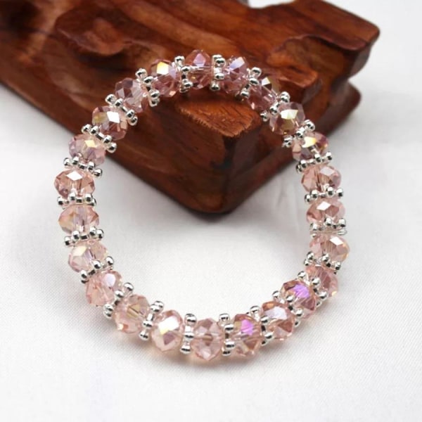 Pärlarmband / Armband med Glaspärlor / Glas Pärlor - Rosa Gammal rosa