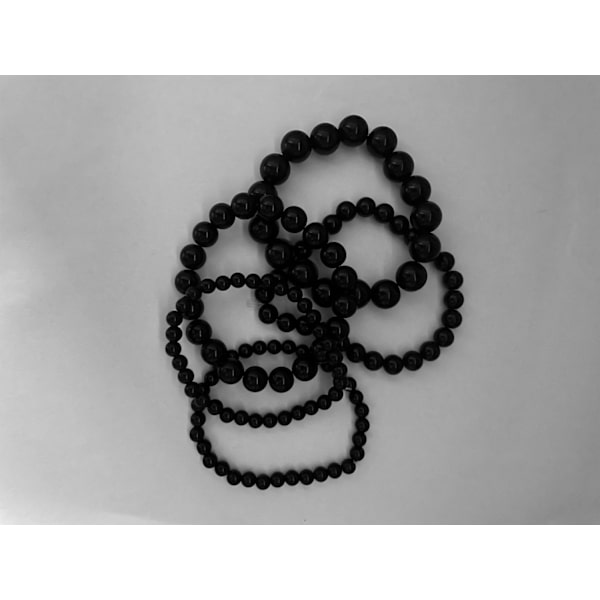 5 st Armband / Pärlarmband med Svarta Pärlor i Olika Storlekar Svart