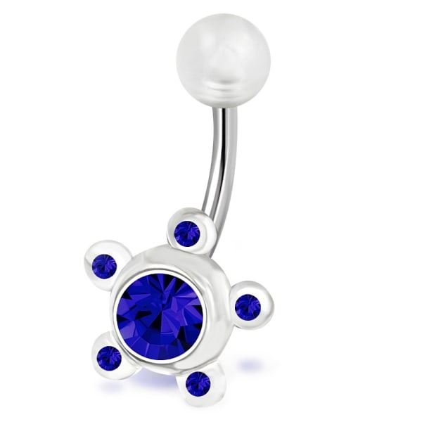 Navelpiercing Navel Piercing i Acryl, CZ & Kirurgiskt Stål 316L i Silver Färg - Transparent / Blå Blomma
