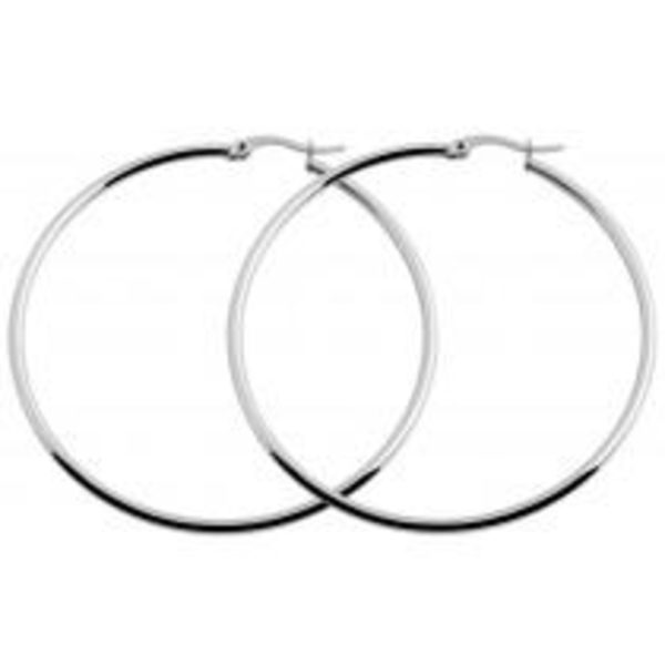 Klassiska Runda Hoop Silver Örhängen i Rostfritt Stål - 6 cm Silver