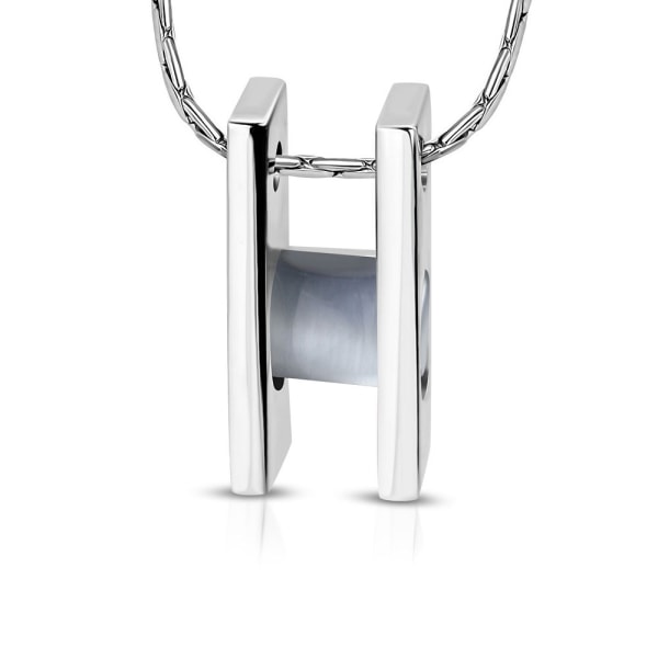 Halsband i Silver Färg - hänge stege med grå kattögonsten