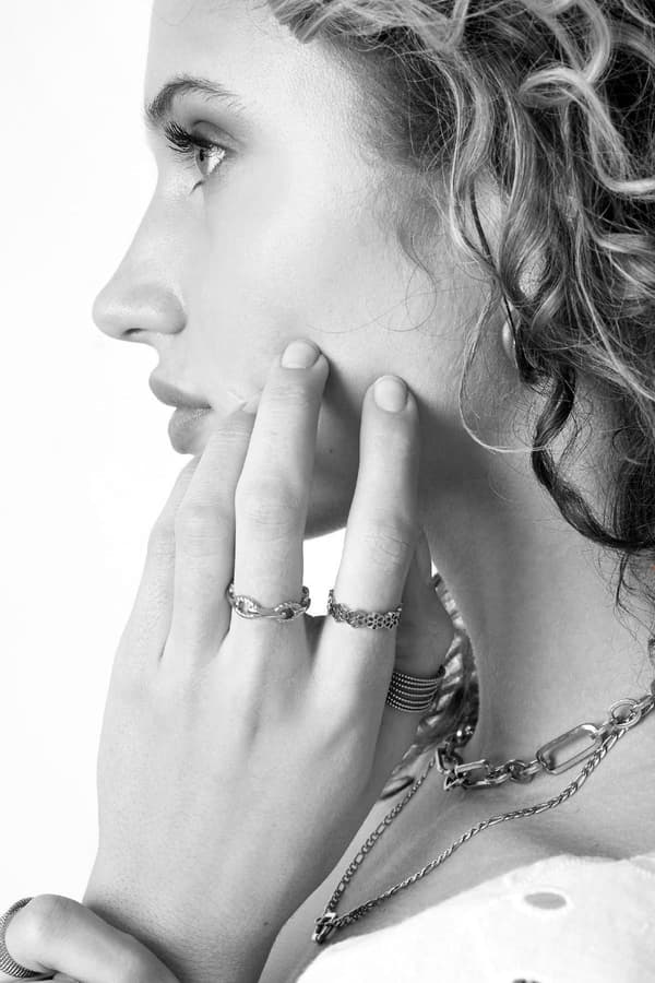 Ring i Rostfritt Stål med Söta Blommor - Silver - Justerbar Silver