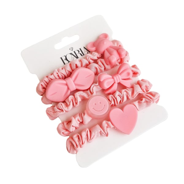 5-pack Scrunchies Hårsnoddar Hårband Håraccessoar - Rosa Rosa