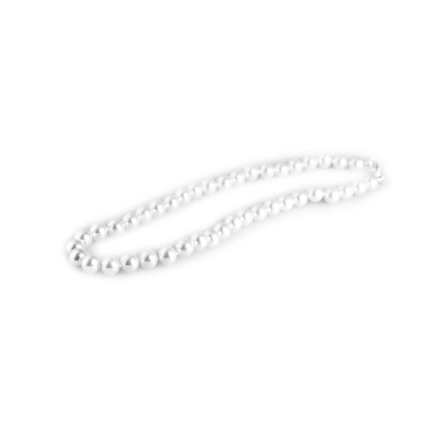 Stilrent Halsband med Vita Pärlor/Vitt Pärlhalsband - 40 cm/8 mm Vit