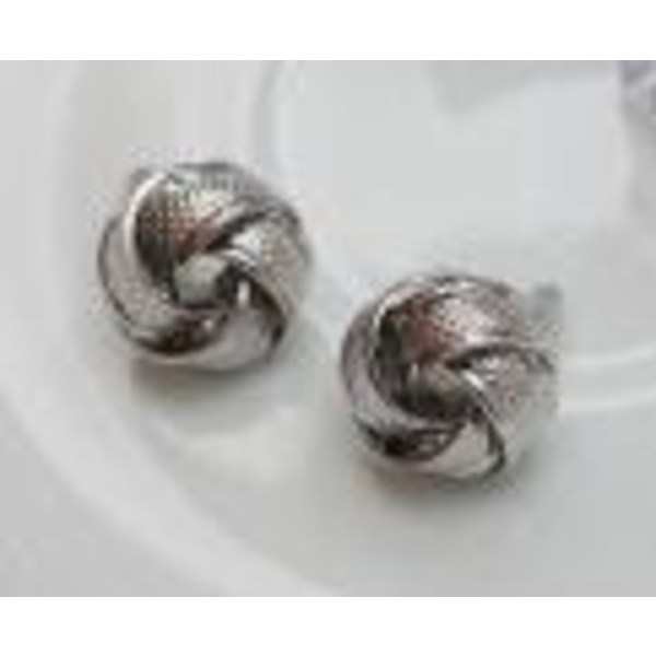 Silver Stud Örhängen - Mönstrad Knut Silver
