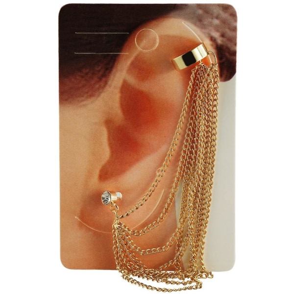 1 st Guld Earcuff Ear Cuff & Örhänge med Rhinestone & Kedjor Guld