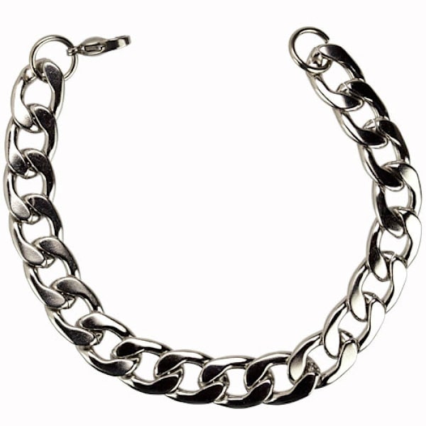 Silver Armband i Rostfritt Stål - Pansar Kedja / Länk - 12 mm Silver