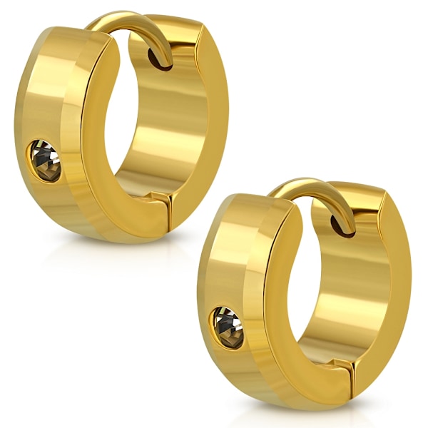 Örhängen stål Runda Hoop Guld färg med Cubic Zircona