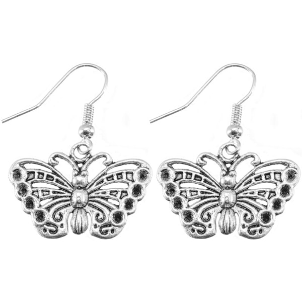 Coola Silver Örhängen med Fjärilar / Butterfly i Fint Mönster Silver