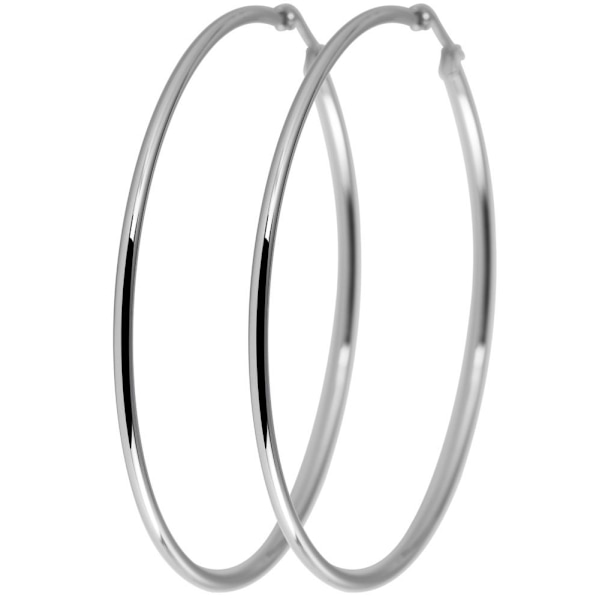 Klassiska Runda Hoop Silver Örhängen i Rostfritt Stål - 6,4 cm Silver