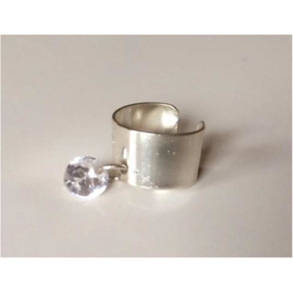 Silver Earcuff Ear Cuff Örhänge med Hängande Vit Rhinestone Silver