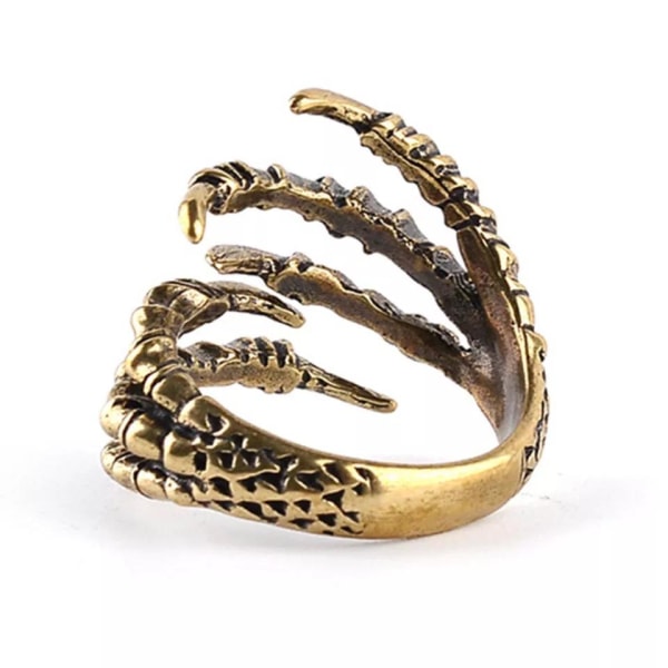Guld Ring med Drakklo Örnklo / Drake Örn Klo - Justerbar Guld one size