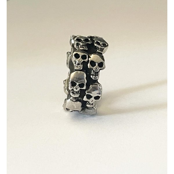 Cool Silver Ring med Döskallar / Dödskallar i 2 Rader - Stl 20 Silver