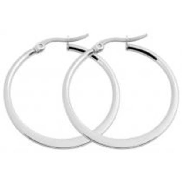 Runda Blanka Tunna Hoop Silver Örhängen i Rostfritt Stål -3,4 cm Silver
