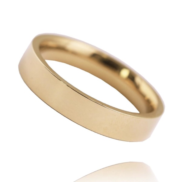 Slät Blank Kantig Guld Ring i Rostfritt Stål 4 mm - Stl 18,2 Guld