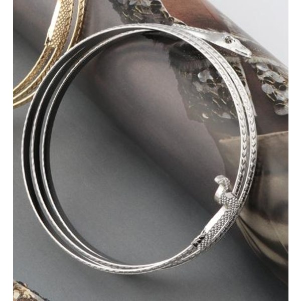 Stelt Silver Armband / Bangle - Fint Mönstrad Orm / Snake Silver