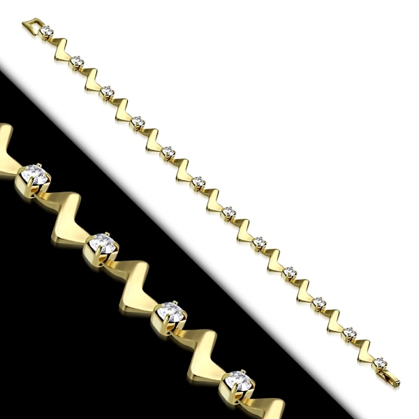 Guld Armband Dekorerat med Blixtar & Klara Cubic Zircon Kristaller