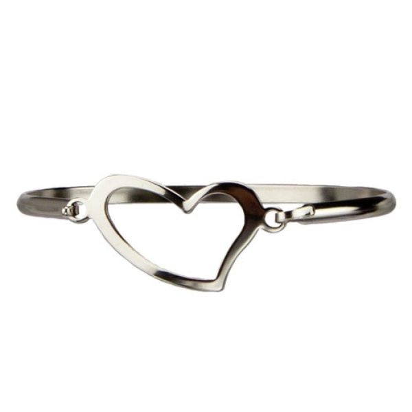 Stelt Silver Armband / Bangle i Rostfritt Stål - Enkelt Hjärta Silver