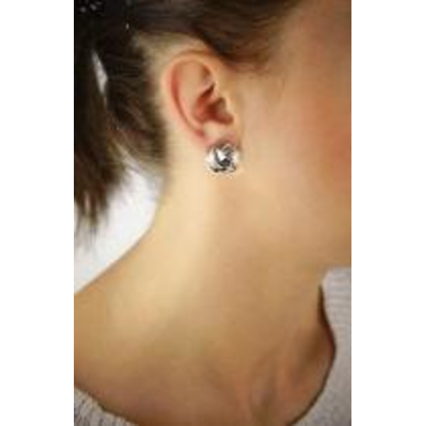 Silver Stud Örhängen - Mönstrad Knut Silver