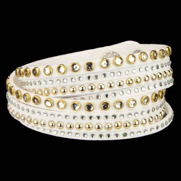 Wrap Läderarmband/Läder Armband med Strass / Rhinestones - Vit Vit