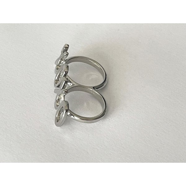 Silver Ring Dubbelring 2-Fingerring med Text  - XOXO - Stl 16/17 Silver
