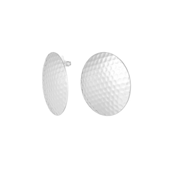 Blanka Stud Statement Örhängen - Kupoler & Subtilt Tryck -Silver Silver