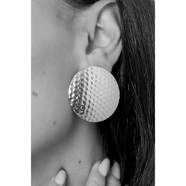 Blanka Stud Statement Örhängen - Kupoler & Subtilt Tryck -Silver Silver
