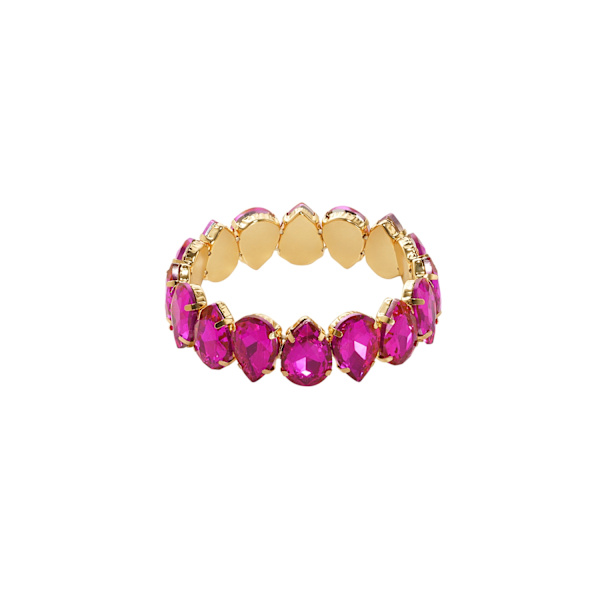 Statement Guldpläterat Armband med Stora Glaspärlor - Fuchsia Guld