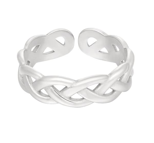 Ring i Rostfritt Stål med Flätad Design - Silver - Stl 17 Silver