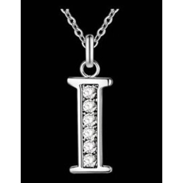 Silver Bokstavshalsband & CZ Kristall - Halsband med Bokstaven I Silver