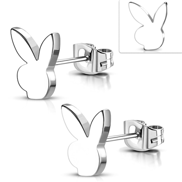 Stiftörhängen Stud Örhängen i Kirurgiskt Stål 316L i Silver Färg - Söt Kanin / Bunny Silver
