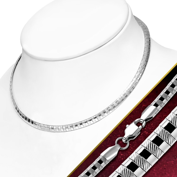 Halsband/choker - platt ormlänk Silver Färg 316L Rostfritt stål