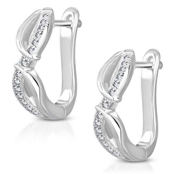 Silverpläterade Hoop Örhängen i Silver Färg - Infinity med Klara Cubic Zircon Kristaller