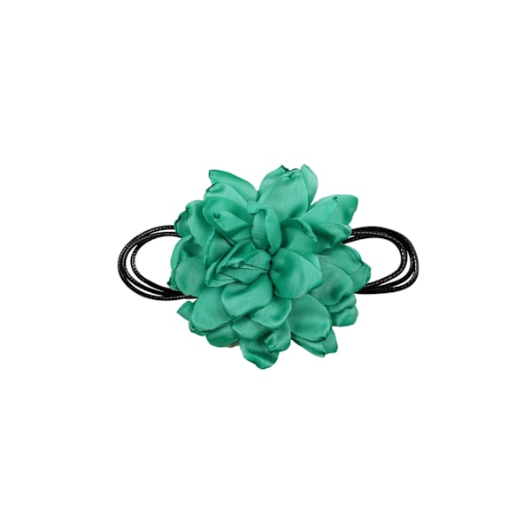 Trendigt Retro Boho Svart Choker / Halsband med en Stor Ljus Grön Blomma Ljusgrön