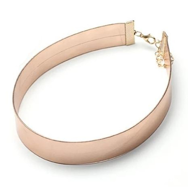 Blänkande Brett Metallic Rosé Guld Choker / Halsband Rosa guld