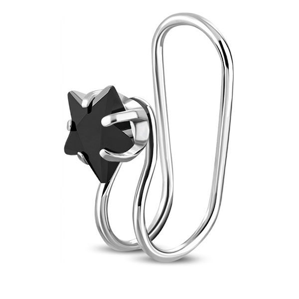 1 st Ear Cuff Earcuff Örhänge - svart Stjärnformad Cubic Zircon