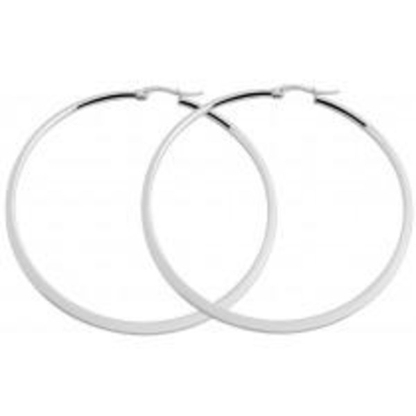 Runda Blanka Tunna Hoop Silver Örhängen i Rostfritt Stål -6,4 cm Silver