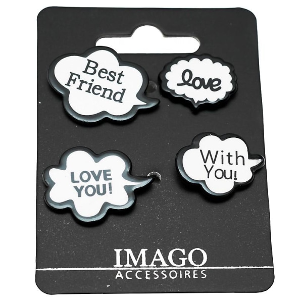 4 st Pins /Brosch /Knapp -Best Friend, With You, Love & Love You multifärg