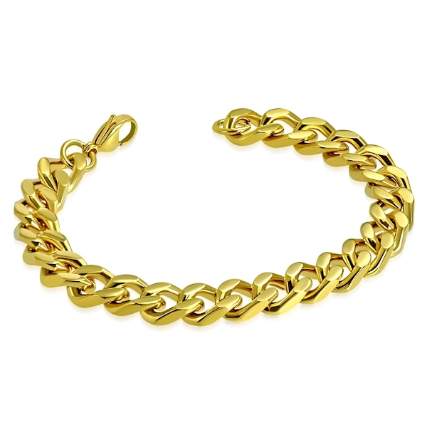 Herr Armlänk Armband Rostfritt stål Guld färg 21 cm/10 mm