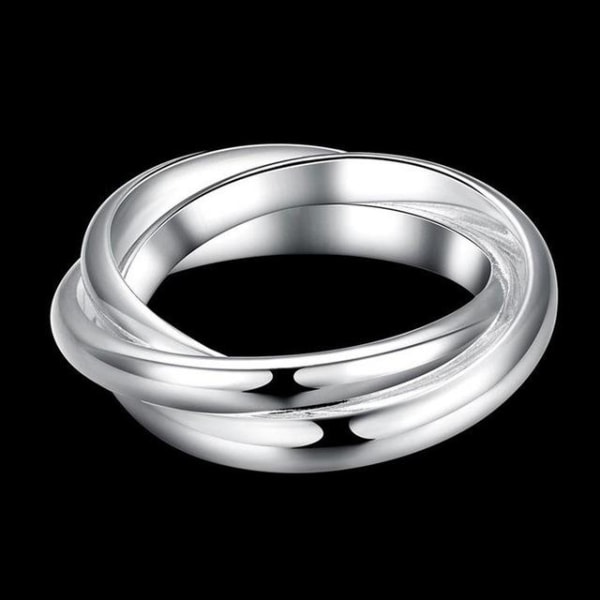 3i1 Silver Ring - 3 st Blanka & Släta Silverringar i 1 -Stl 17,3 Silver