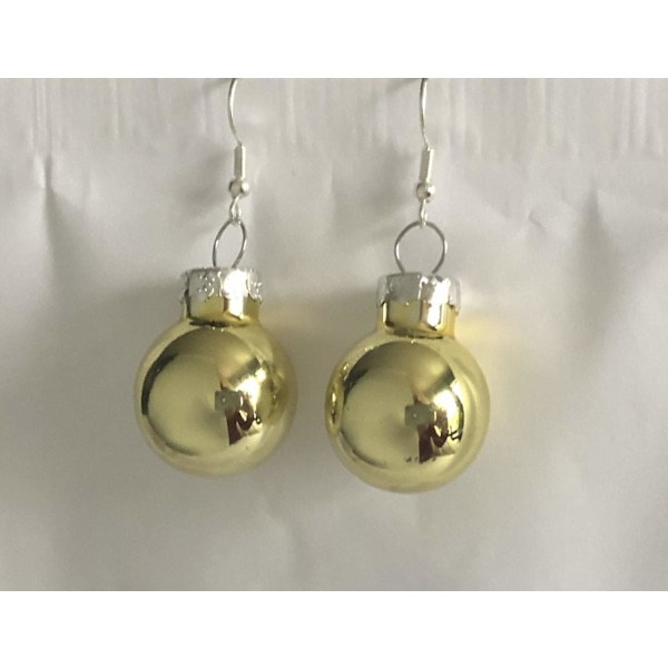 Silver Örhängen till Jul / Christmas - Guld Blanka Julkulor Guld