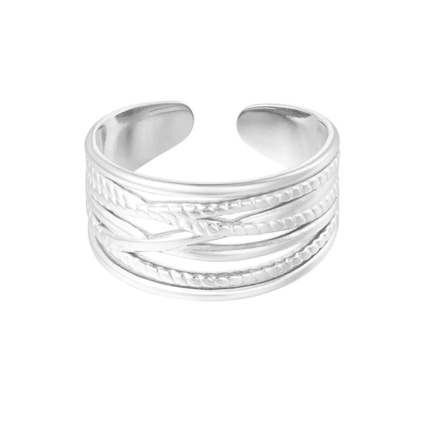 Ring i Rostfritt Stål med Olika Lager - Silver - Justerbar Silver