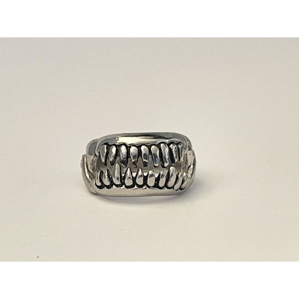 Cool Silver Ring - Mun med Tänder / Djävulens Tänder - Stl 20 Silver