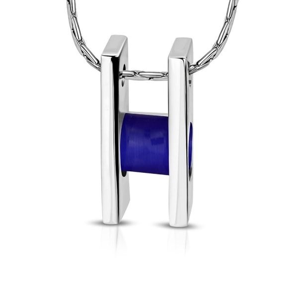 Halsband hänge stege med blå kattögonsten